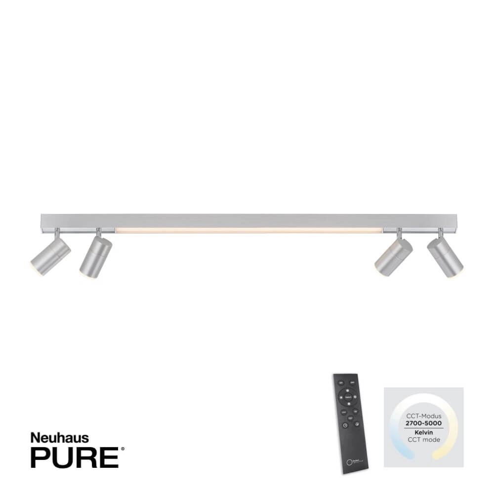 Sleek ceiling lamp Pure Lines Spot aluminum Paul Neuhaus 4012248366370