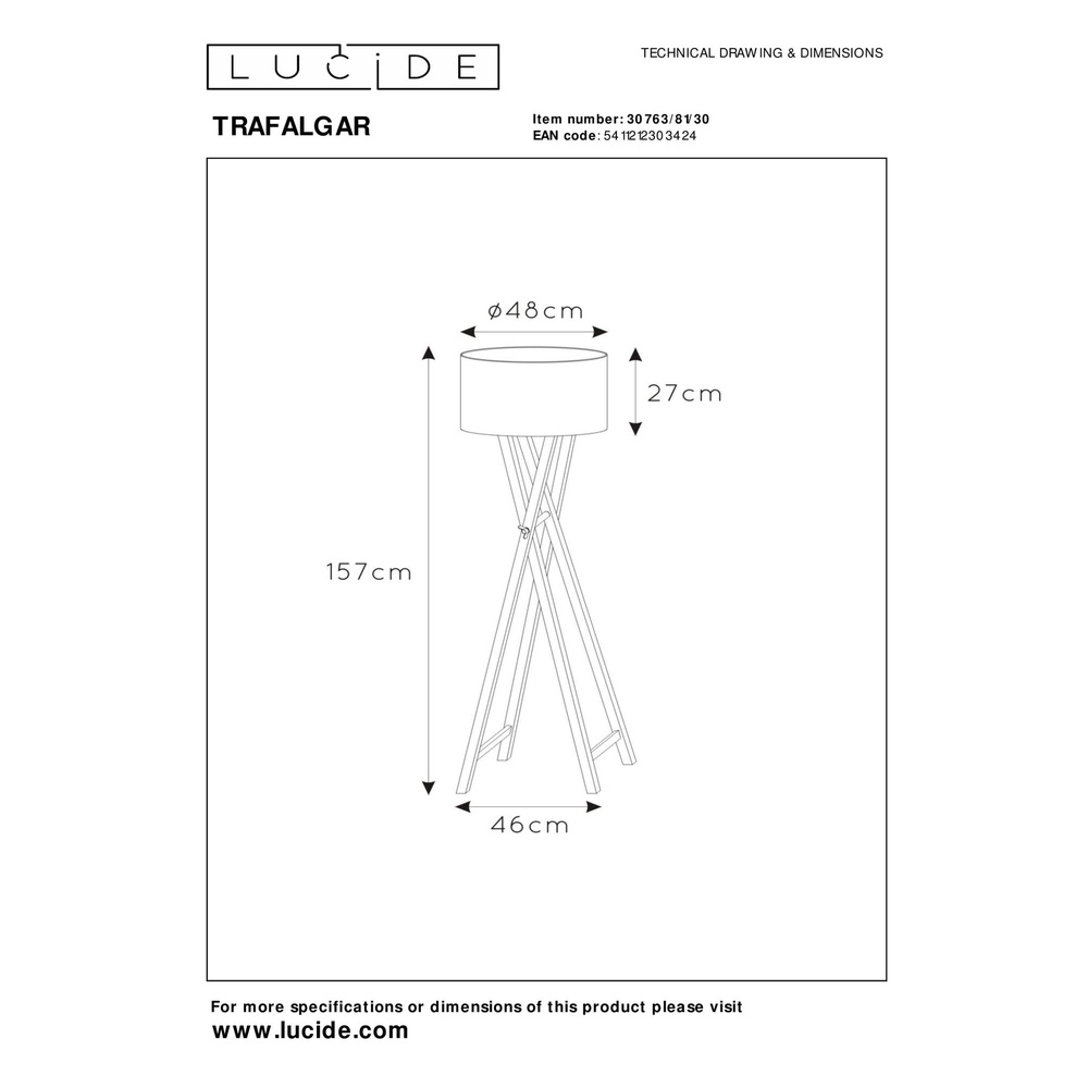 Floor lamp Trafalgar Black Lucide 5411212303424