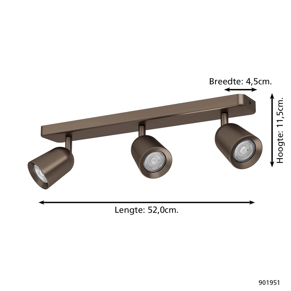 Surface-mounted spot Camaldoli 3-light bronze Eglo 9008606360420