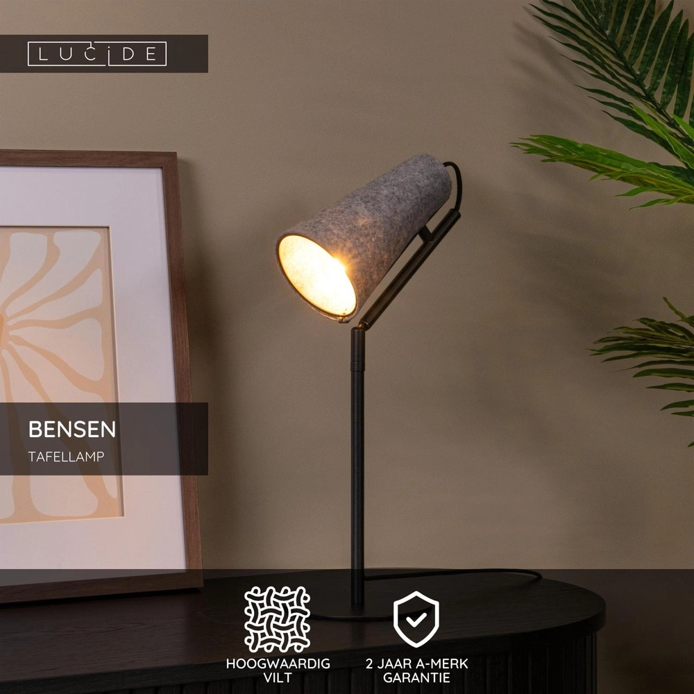 Unique table lamp Bensen grey Lucide 5411212051639