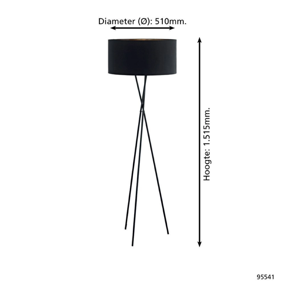 Floor lamp Fondachelli Tripod black with gold Eglo 9002759955410