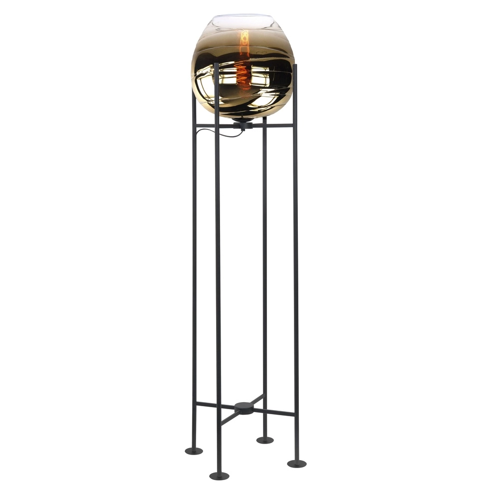 Floor lamp Fantasy black with brown glass 140cm