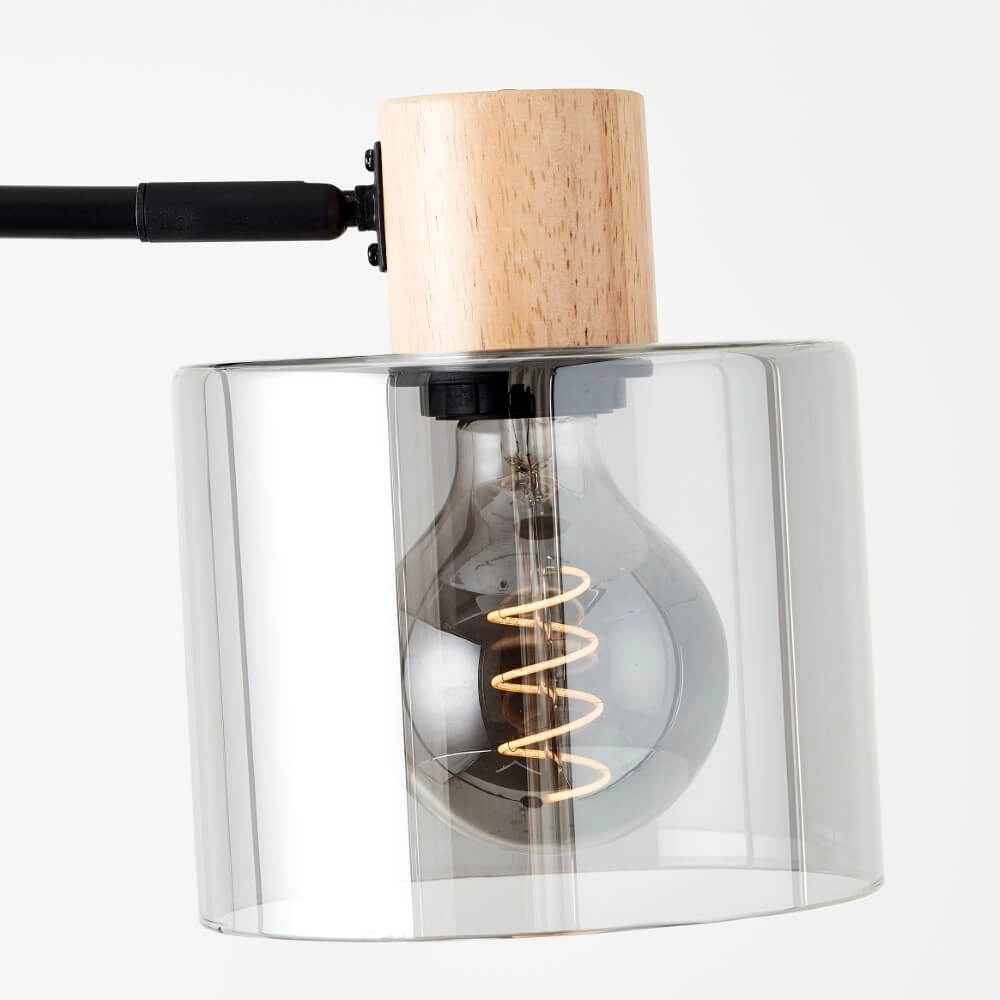 Standing lamp Weald black with wood Brilliant 4004353419270