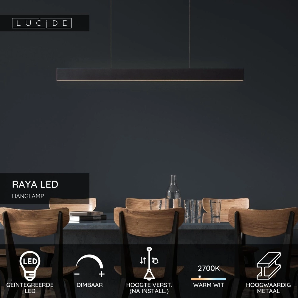 Modern pendant lamp Raya Led Black Lucide 5411212452269