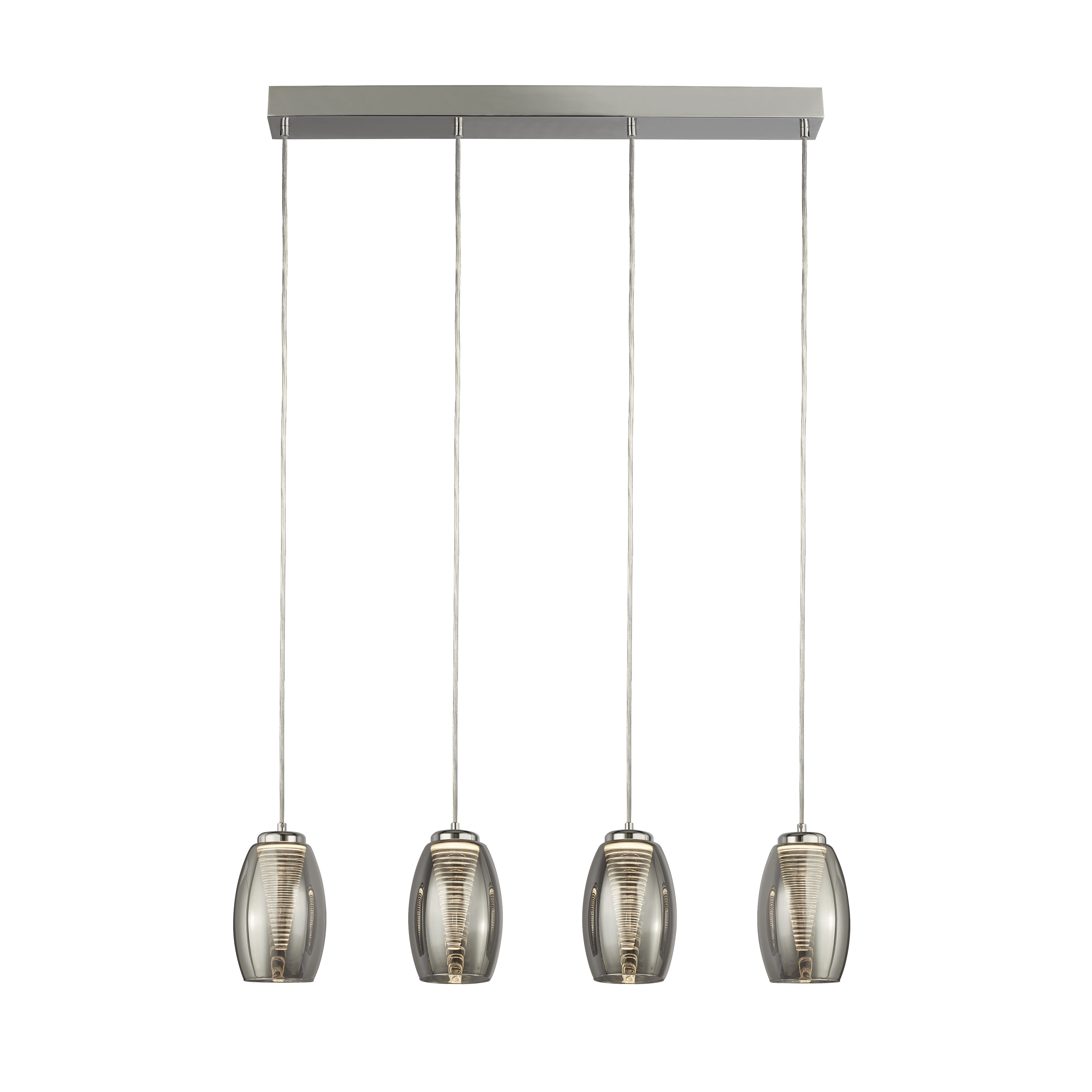 Dining room pendant lamp Cyclone chrome with smoke glass Searchlight 5053423174525