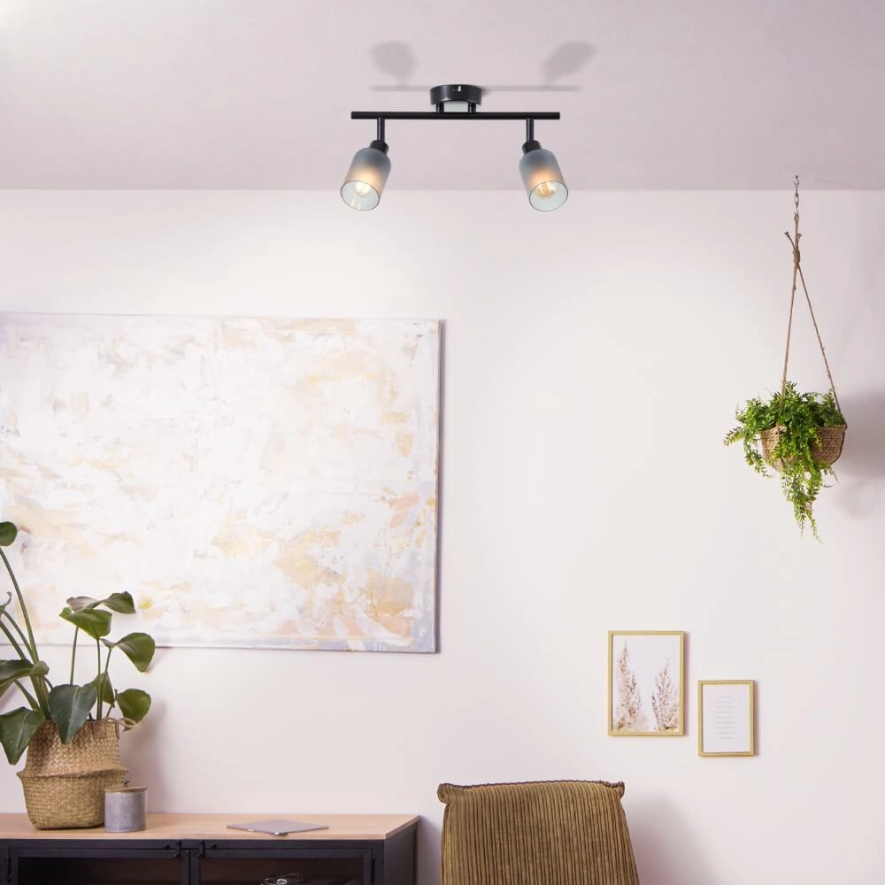 Black ceiling lamp Loralie 2-light Brilliant 4004353413230