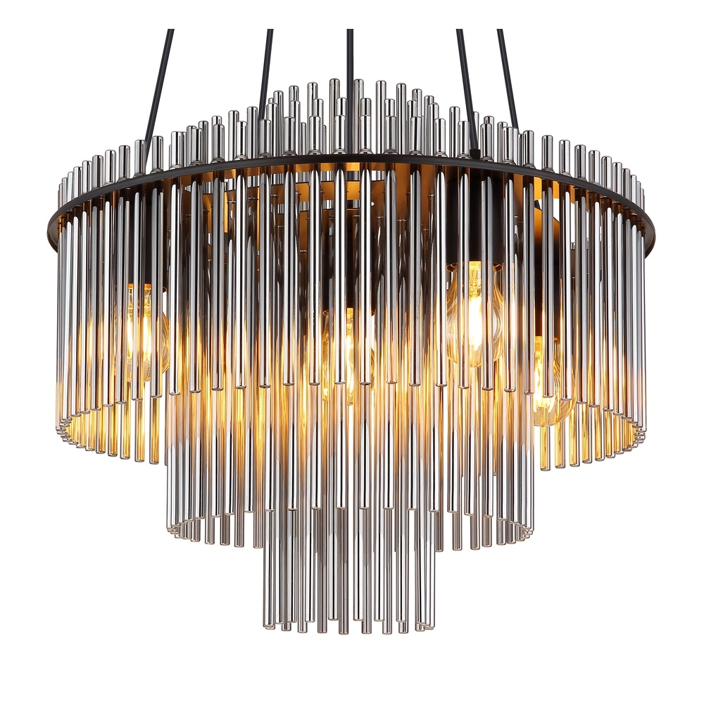 Pendant lamp Ø 50cm Gorley Black with smoke glass rods Globo 9007371509133
