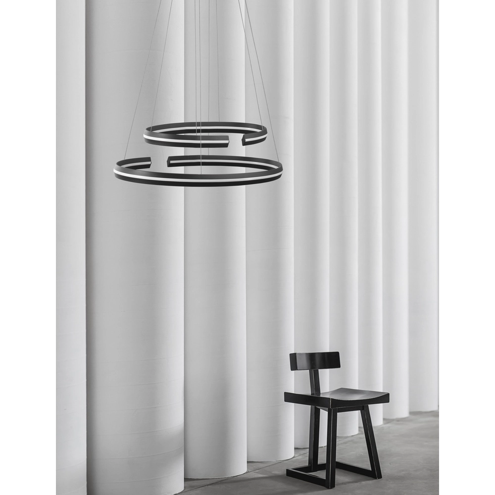 Black pendant lamp Torrente oval