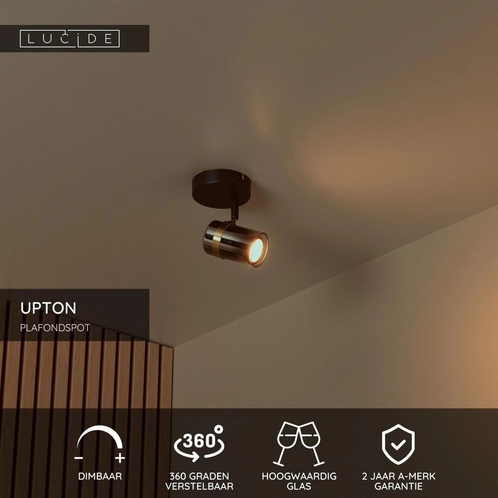 Ceiling spotlight Upton Single Black Lucide 5411212570017