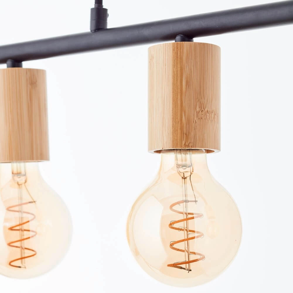 5-light pendant lamp Kerry black with wood Brilliant 4004353408960