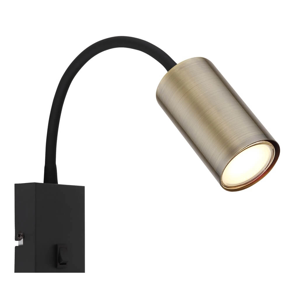 Black wall lamp Robby with brass Globo 9007371440009