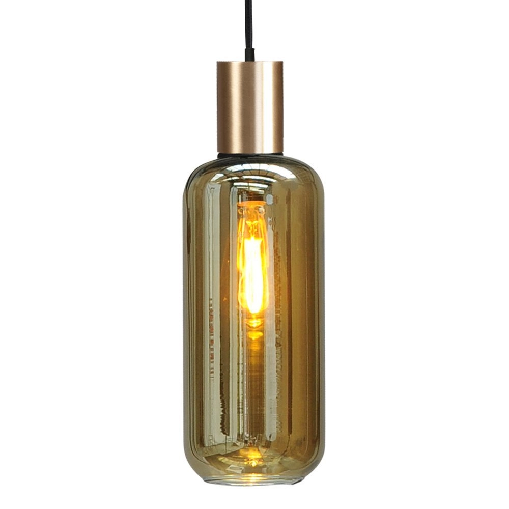 Black pendant hanging lamp Bounty gold with cylinder glass Masterlight 8718121248424