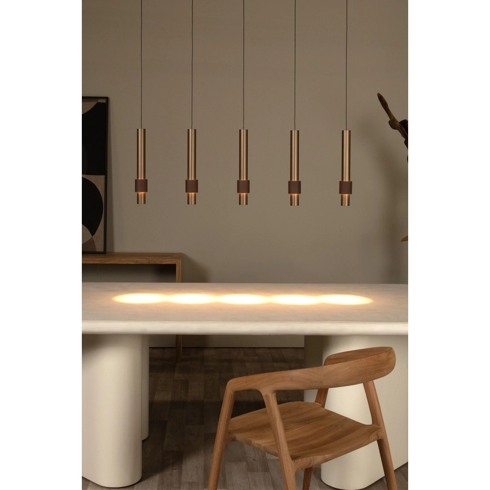 Sleek pendant lamp Margary 5-light coffee brown Lucide 5411212241900