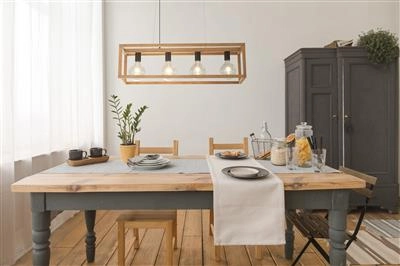 Dining Room Pendant Light Square Wood Searchlight 5053423189376