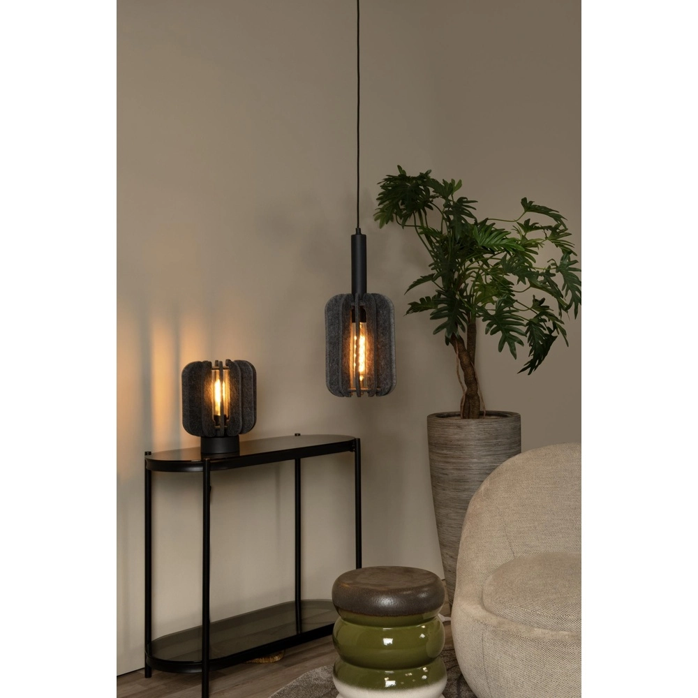 Sleek pendant lamp Rafal black with gray Lucide 5411212452764