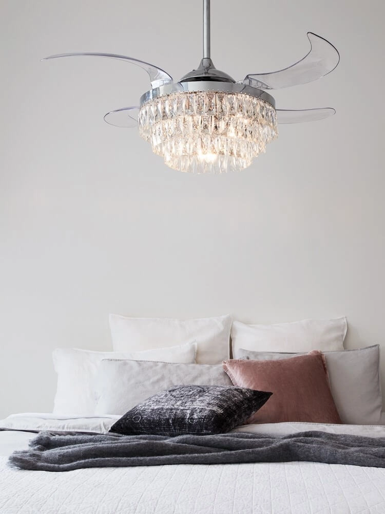 Chrome ceiling fan with crystal Fanway Veil Ø 122cm Beacon 9333509143987