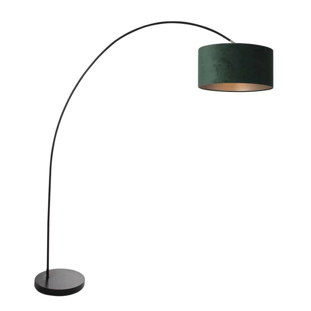 Arc lamp Solva black with green hood
