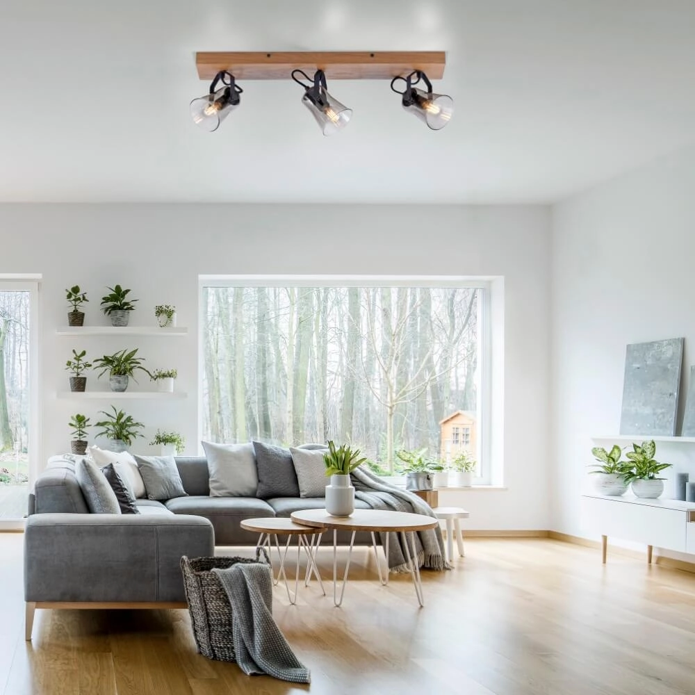 Ceiling lamp Green Langstrom wood 3-light Just Light 4043689994884