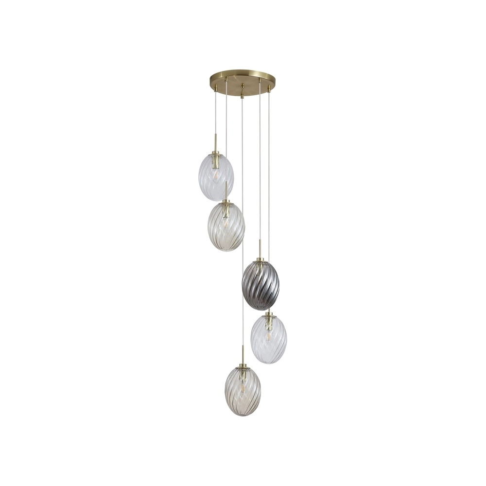 5-light pendant lamp Whirl round colored glass Searchlight 5053423285931