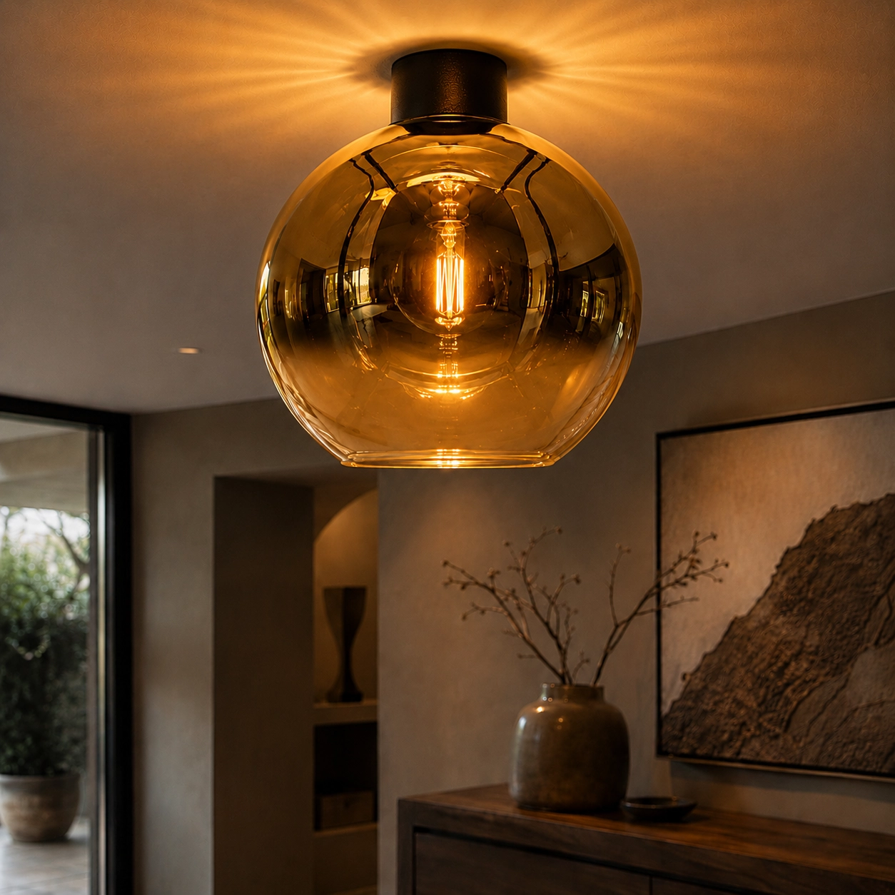 Ø 40cm ceiling lamp Rosario with gold glass