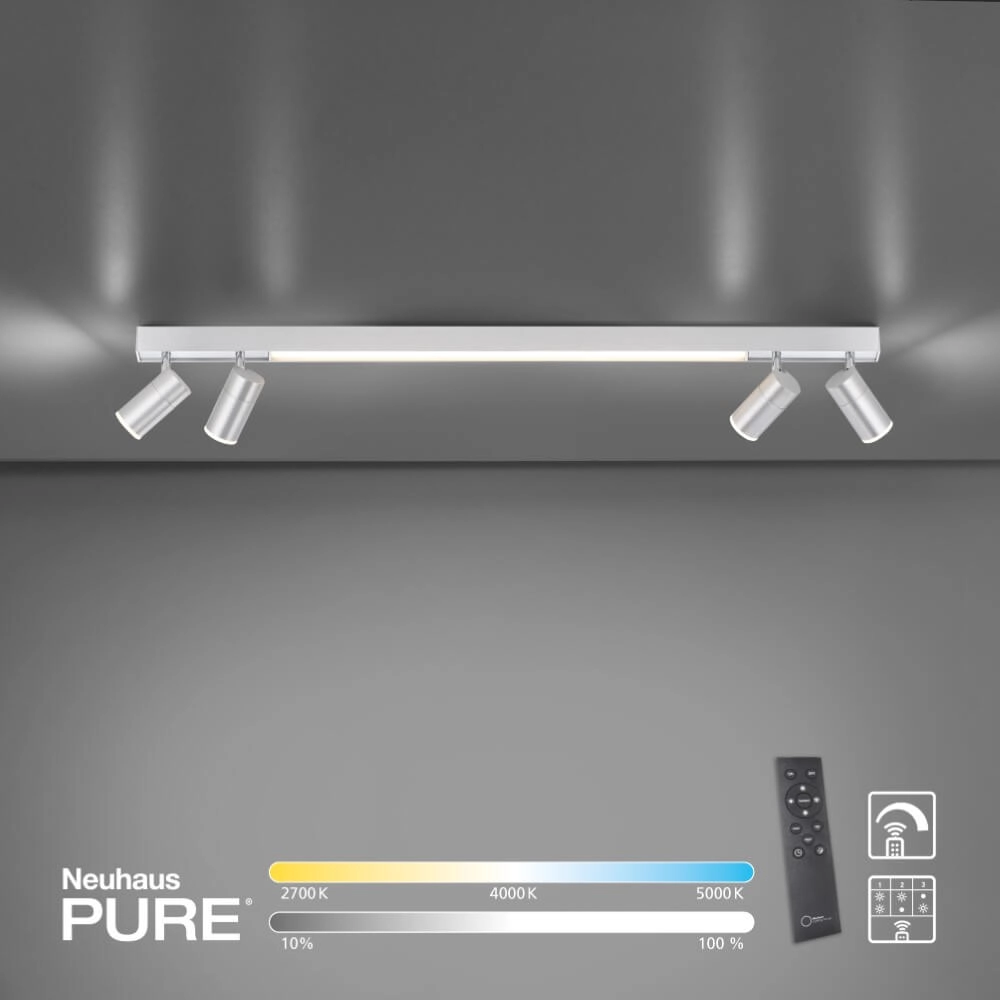 Sleek ceiling lamp Pure Lines Spot aluminum Paul Neuhaus 4012248366370