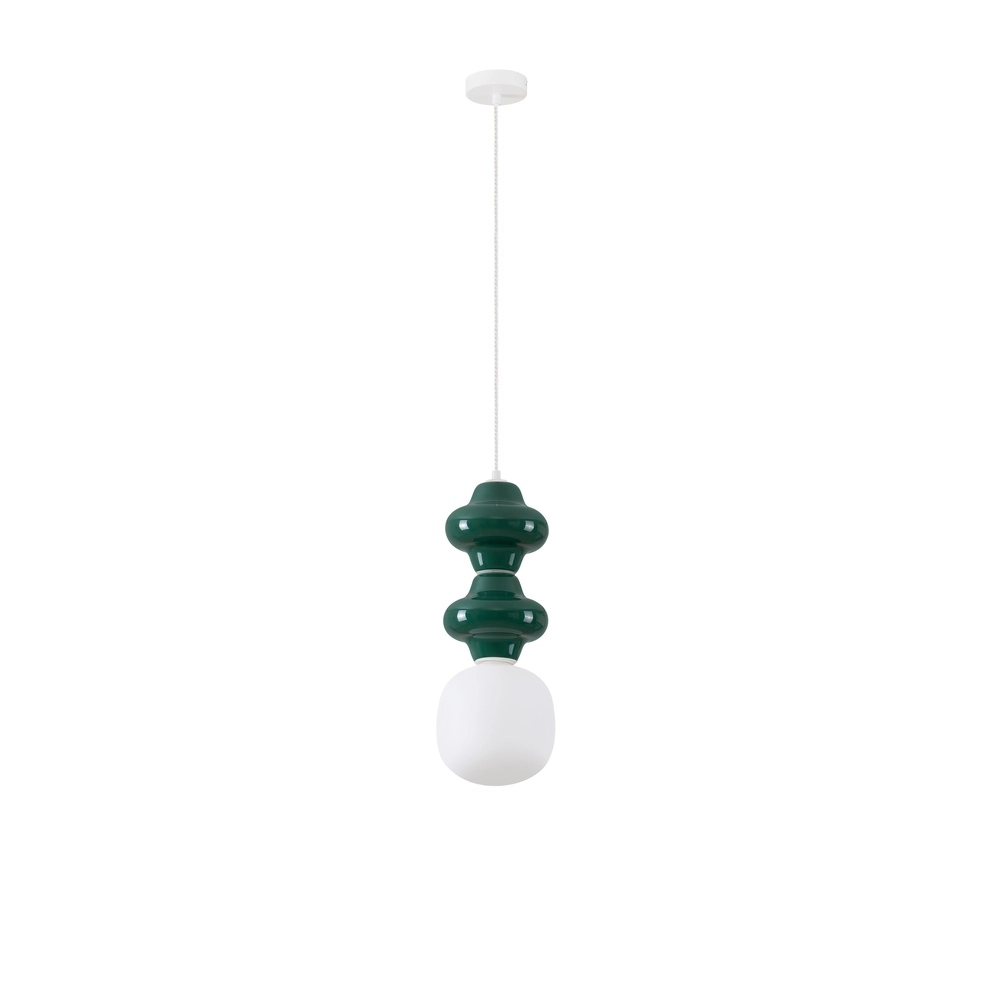 Pendant lamp Clio M green ceramic with white glass Lyora 5212017461247