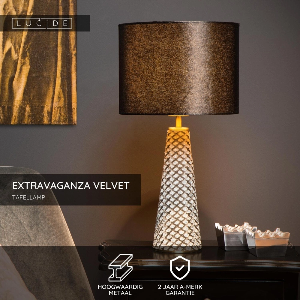 Table lamp Extravaganza Velvet Black Lucide 5411212105295