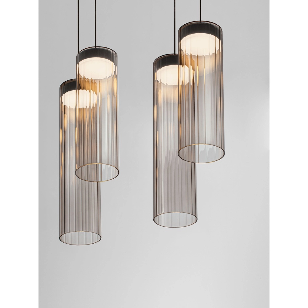Design pendant lamp Brielle anthracite with mocha glass 8-lights Lyora 5212017495433