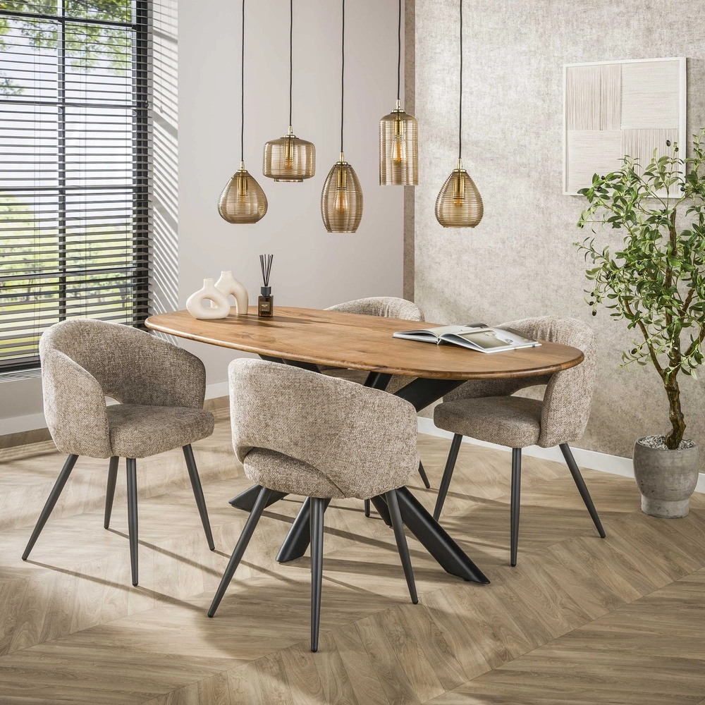 Dining room pendant lamp Stripe 5-light - ribbed glass Lyora 8716803511118