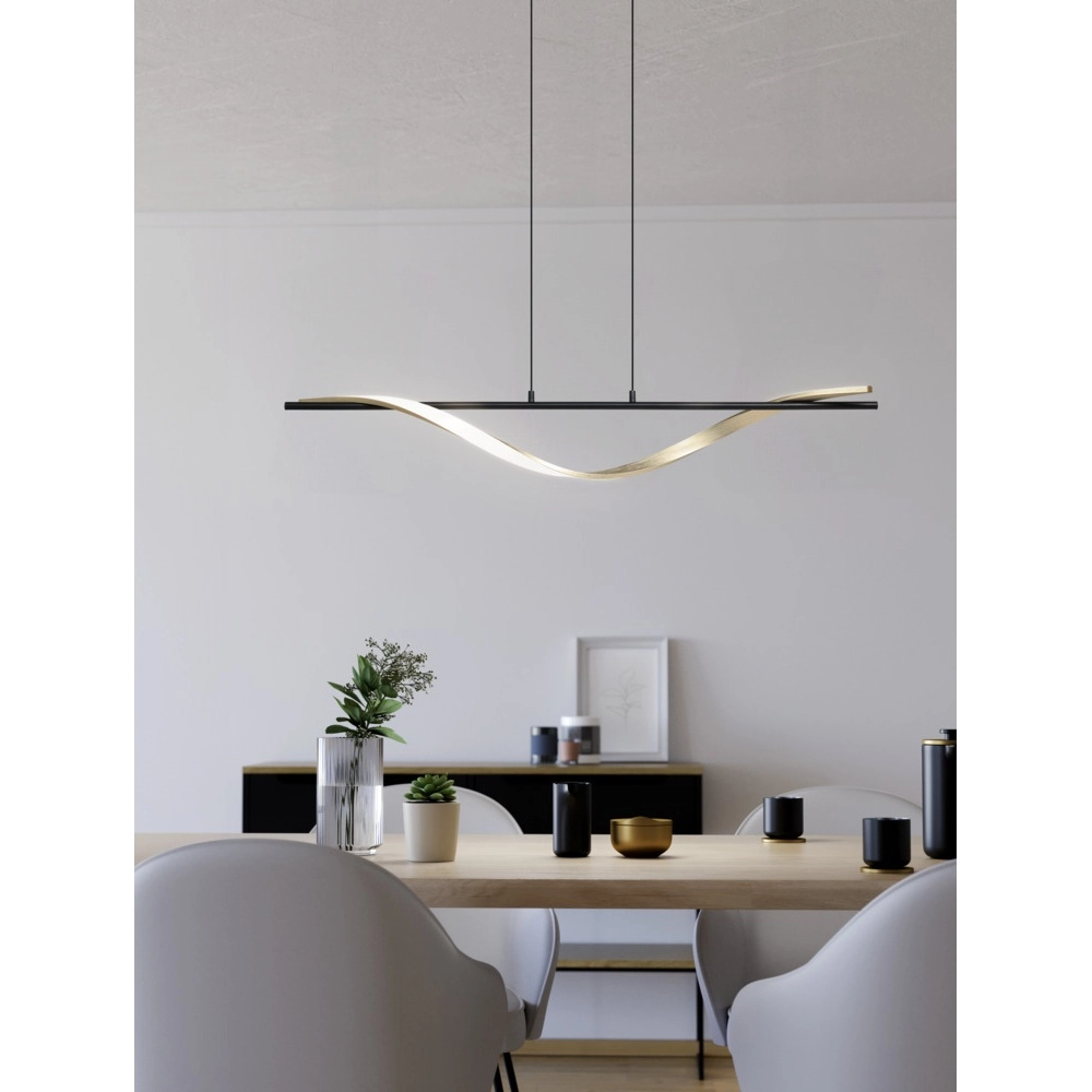 Pendant lamp Conaprato black with gold Eglo 9008606357352