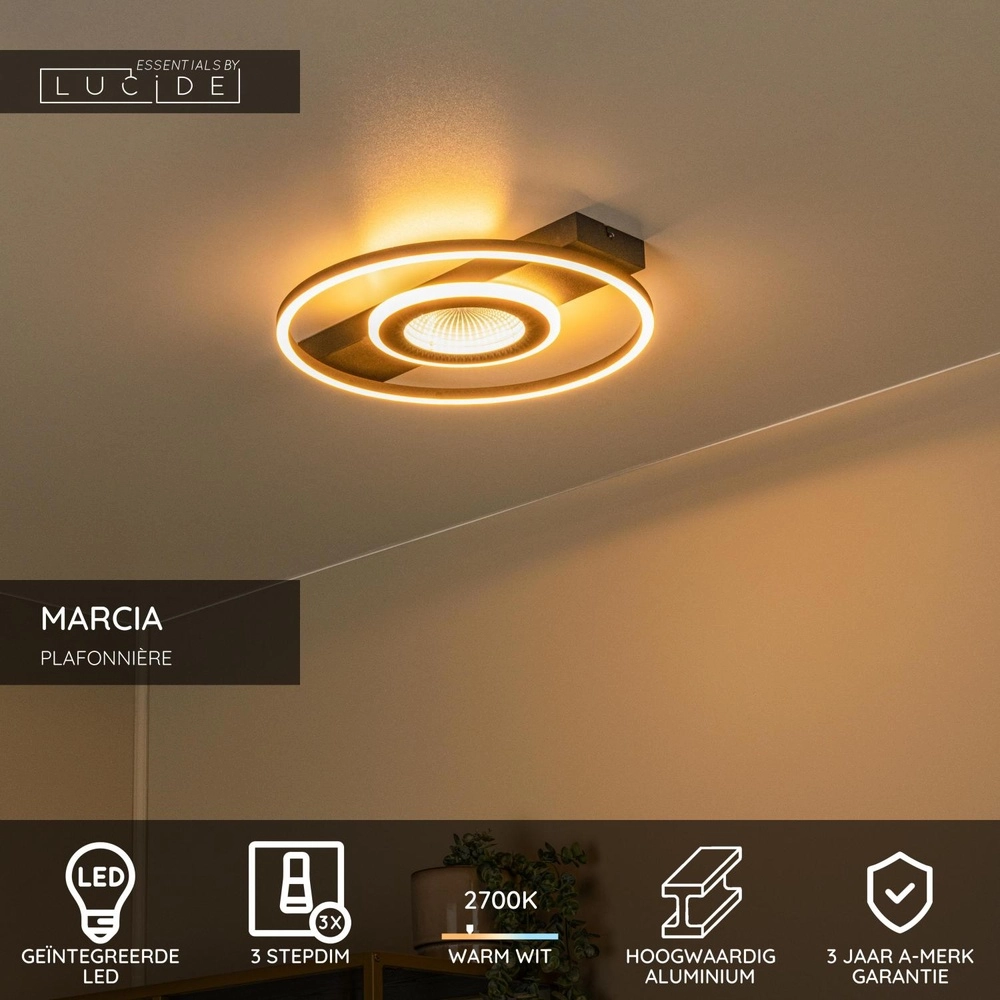 Modern ceiling lamp Marcia Black Lucide 5411212531179