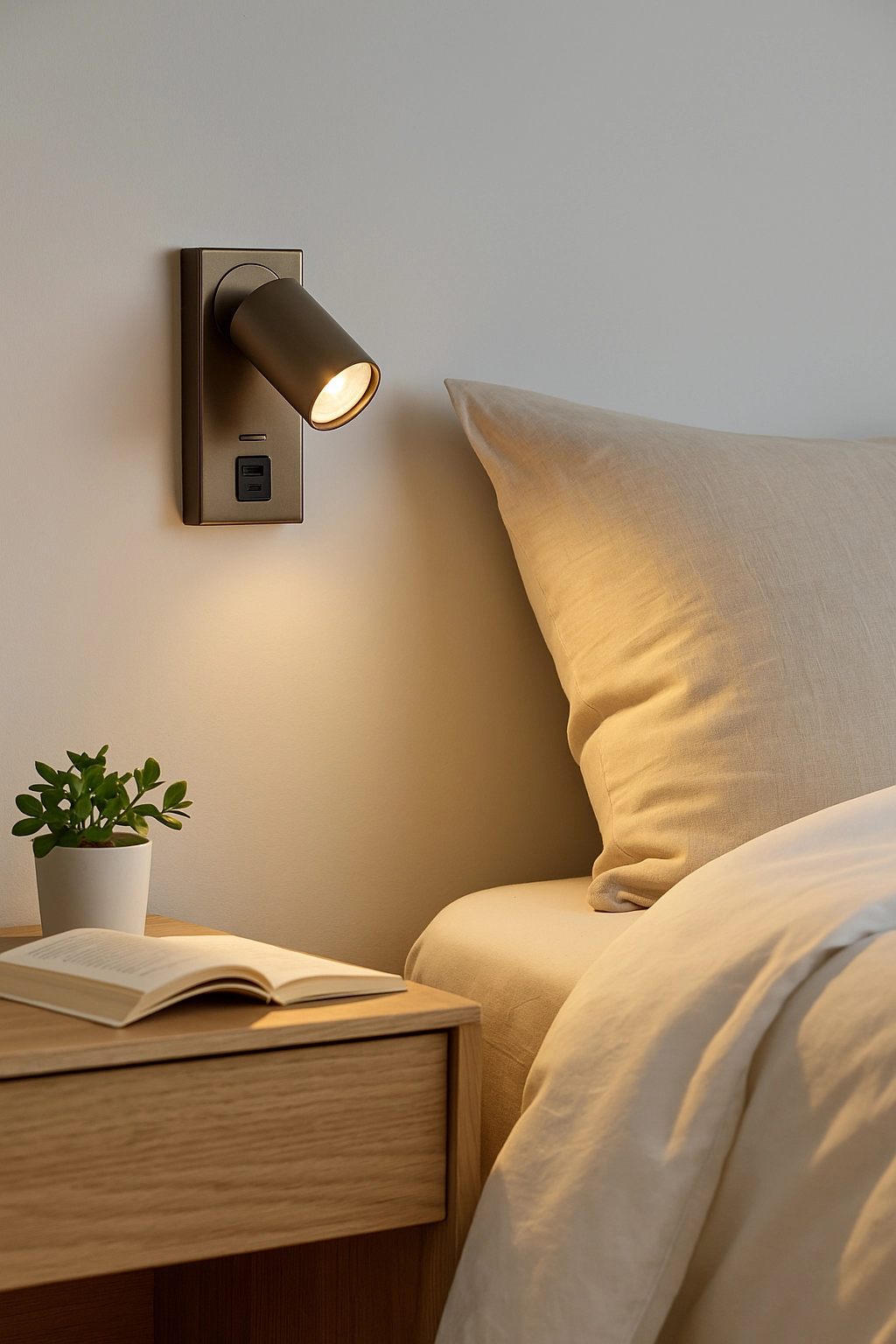 Bedside lamp Moon 1 Bronze with USB Lyora 5053423311760