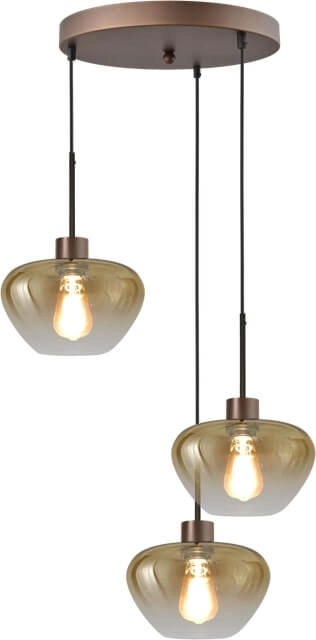 3-light pendant lamp Genua brown with 3x gold glass Ø 24cm