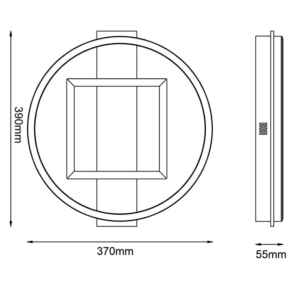 Ceiling light Maureen Ø 37cm with black square with wood Brilliant 4004353420092