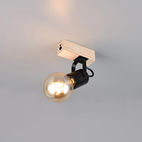 Ceiling lamp Lynar black with wood