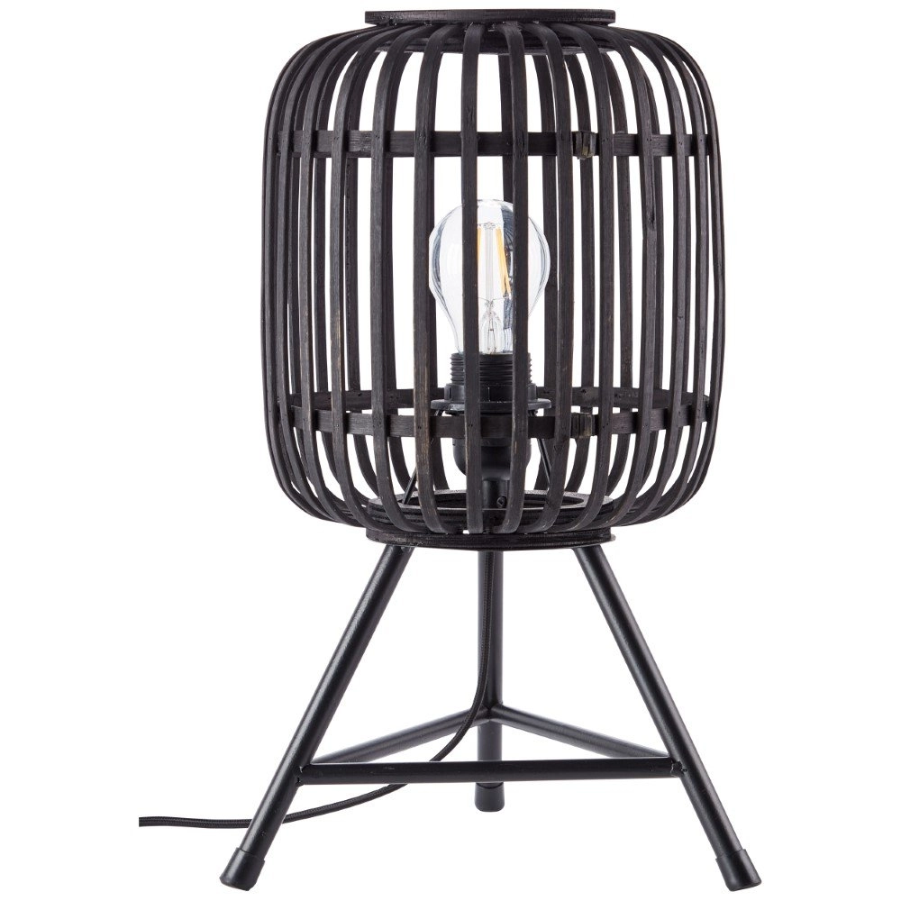 Country table lamp Woodrow Tripod black wood