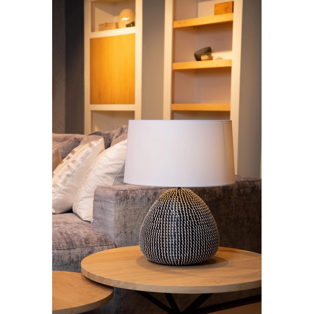 Seagrass table lamp Maduka Ø 45cm - black with white shade Premium by Lucide 5411212106070
