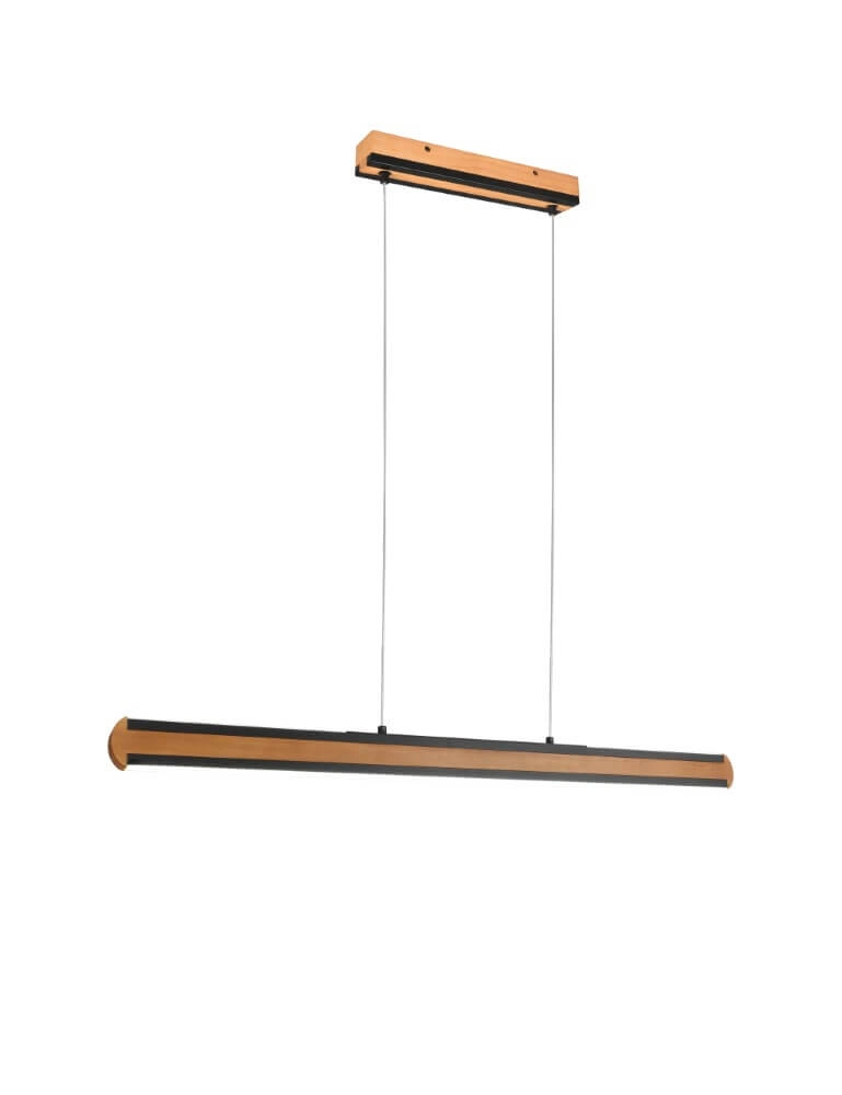 Hanging lamp Deacon wood brown with black Trio 4017807505474