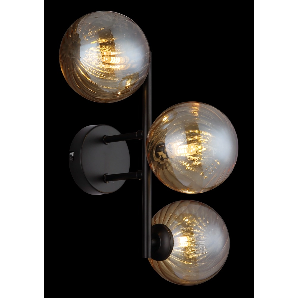 Black wall lamp Conor with amber glass Globo 9007371515189