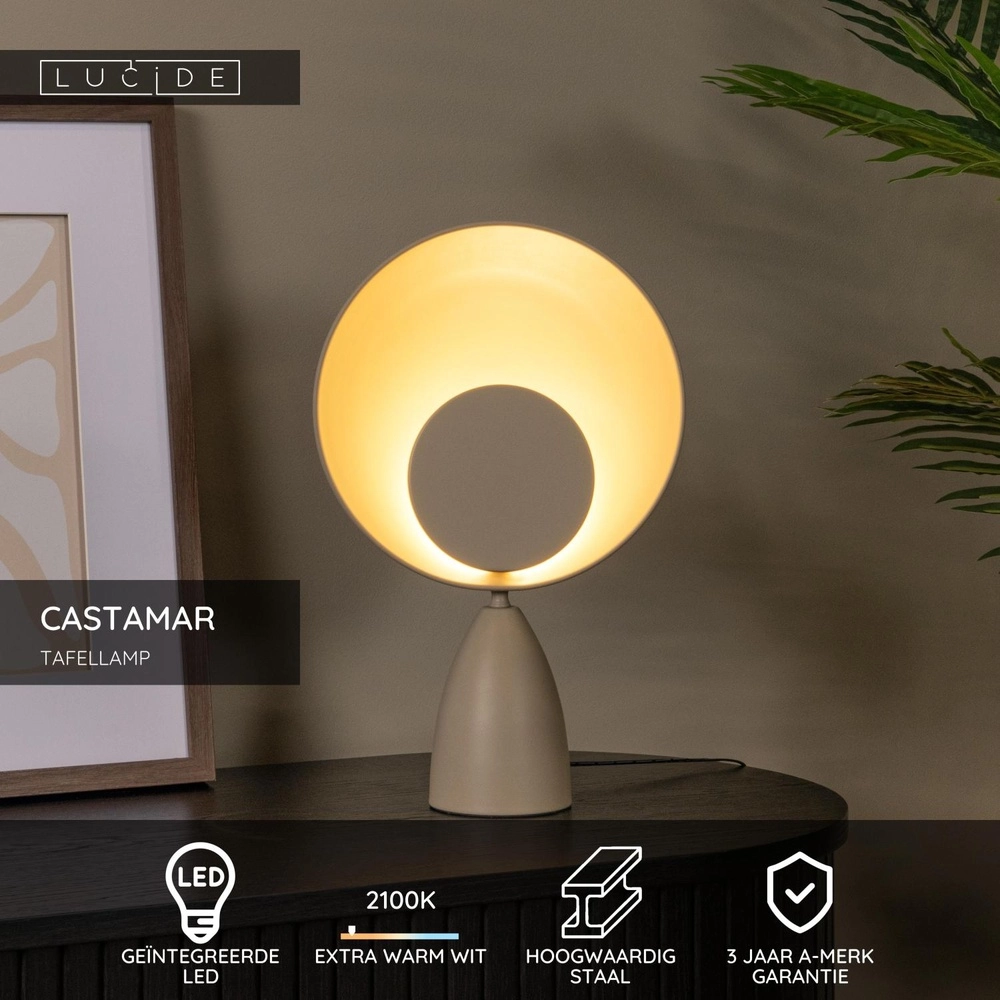 Design table lamp Castamar Ø 25.5cm sand brown Lucide 5411212345844