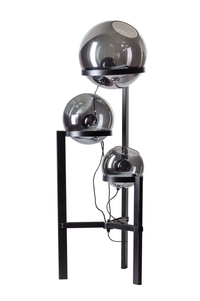 Glass floor lamp Orb 3-light black with mirror glass