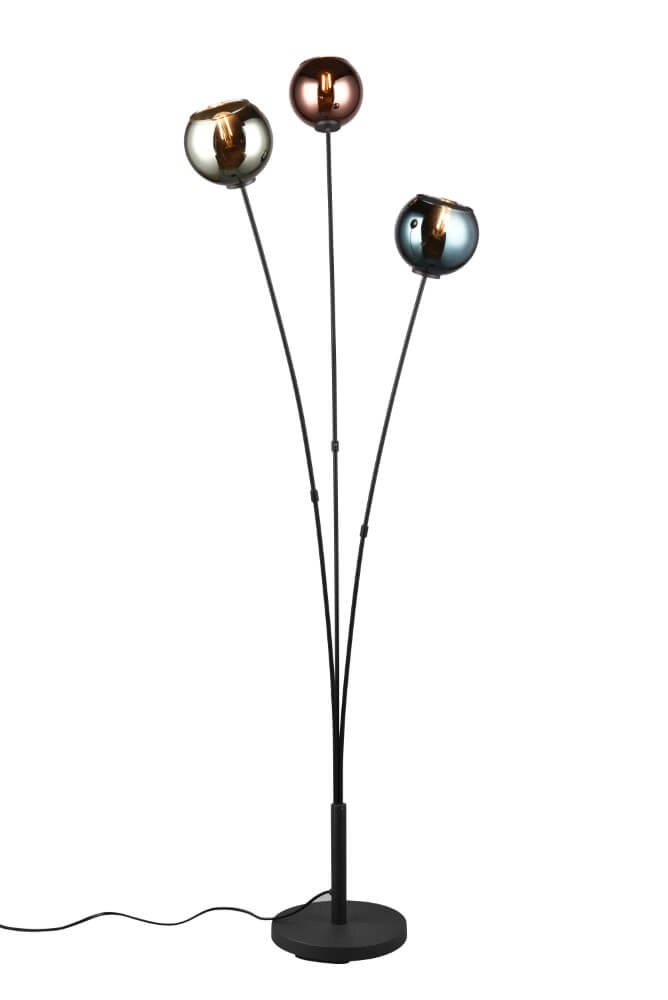 Design standing lamp Sheldon black with smoke glass Trio 4017807585261