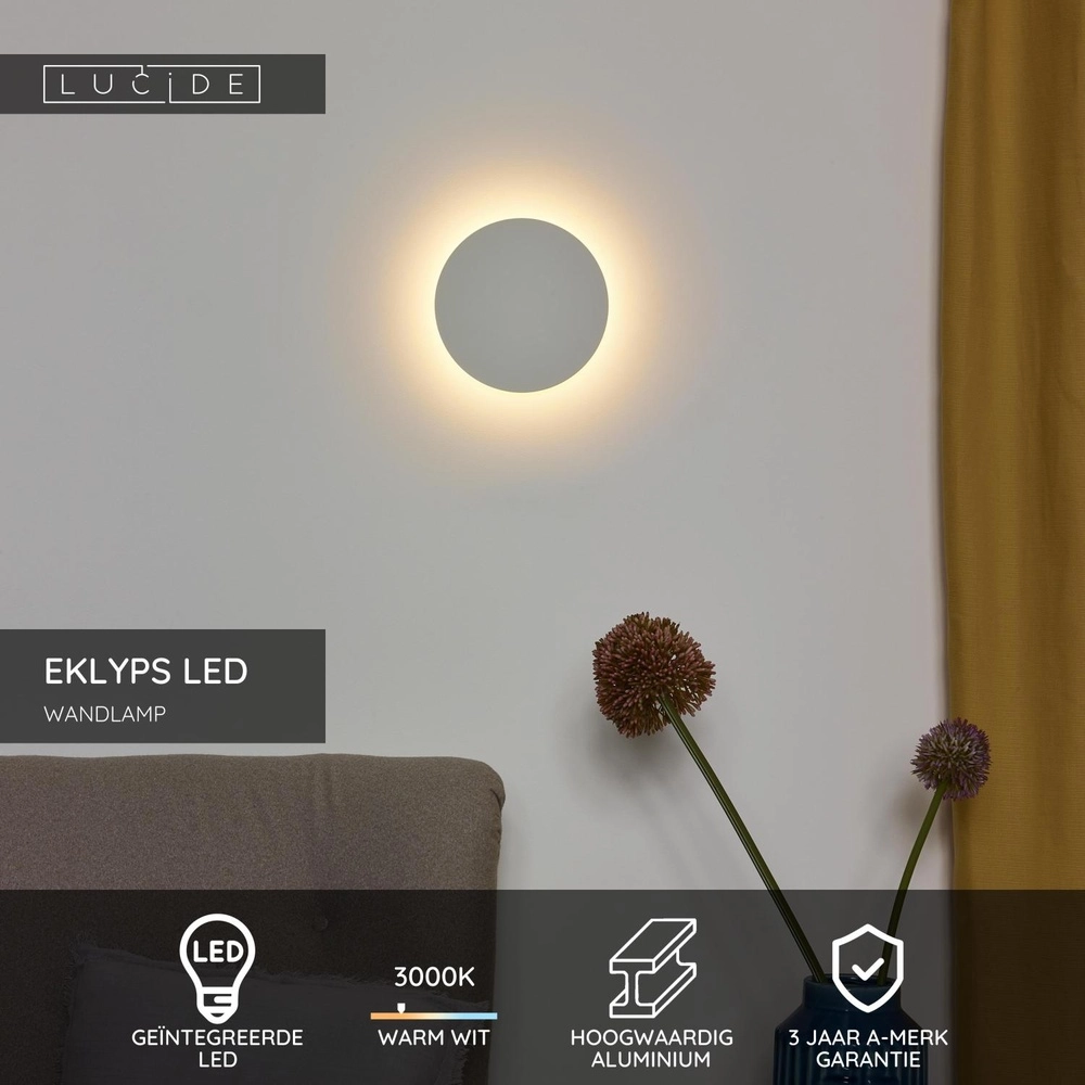 Design wall lamp Eklyps Led Ø 15cm white Lucide 5411212460257