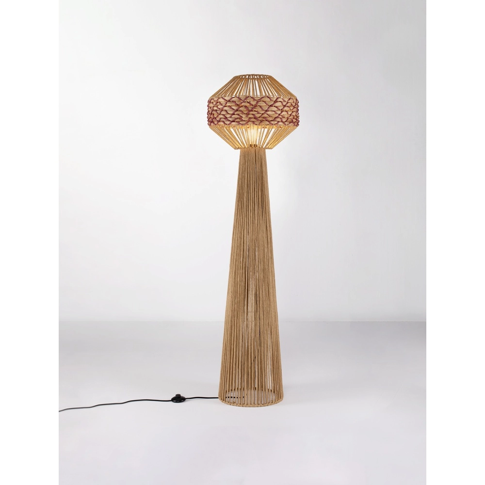 Floor lamp Mapi Ø 42cm red with brown