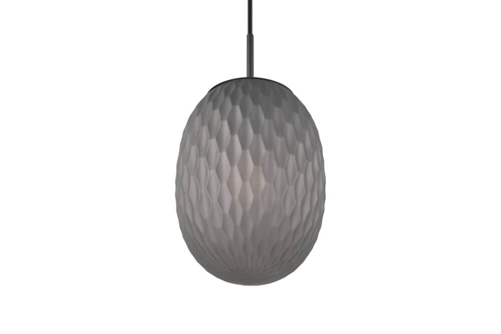 Glass pendant lamp Facette with ribbed smoke glass Trio 4017807616828