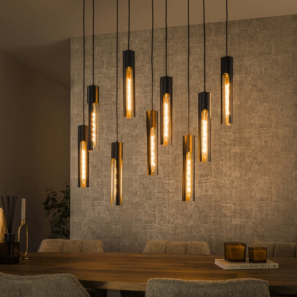 9L pendant light Tube black - E27