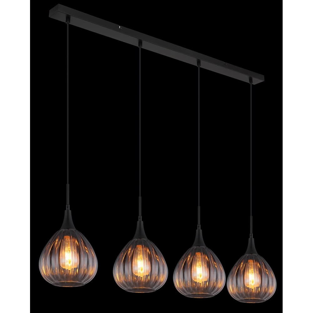 Black pendant lamp Olsen 4-light Globo 9007371459803