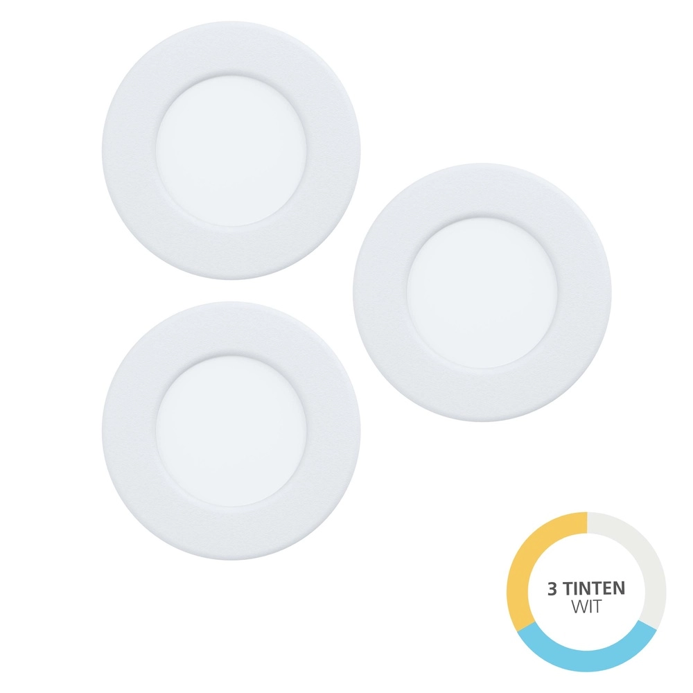 3x Recessed spotlight Fueva 6 round - white - Ø 8,8cm