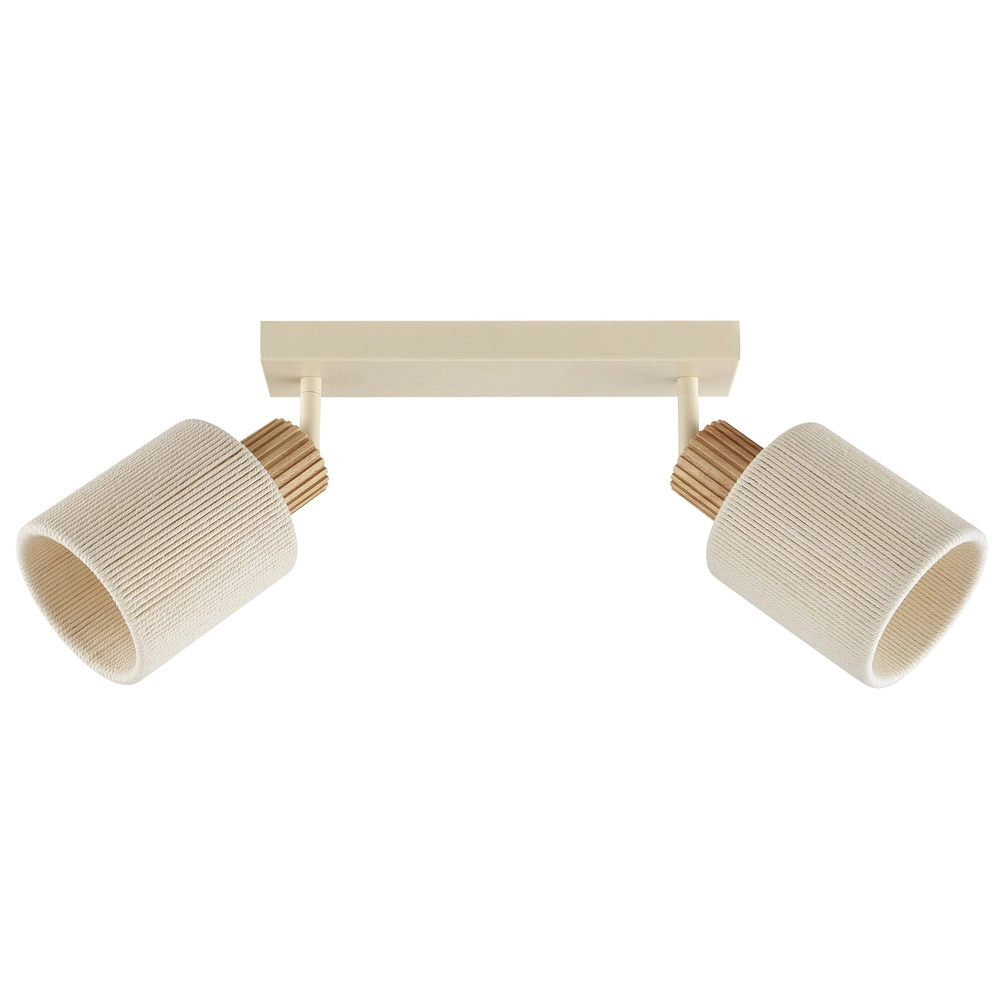 Ceiling lamp Arlo sand brown with wood 2-lights
