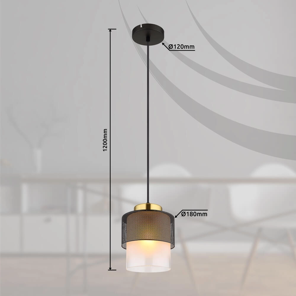 Pendant lamp Olga 1-light black with mesh Globo 9007371452484